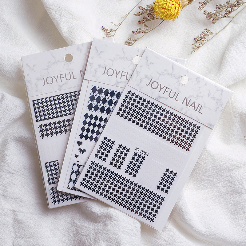 Red popularidad explosiva tablero de ajedrez impermeable cuadrícula mil pájaros cuadrícula pegatinas de uñas decoración de pequeños patrones de accesorios de uñas