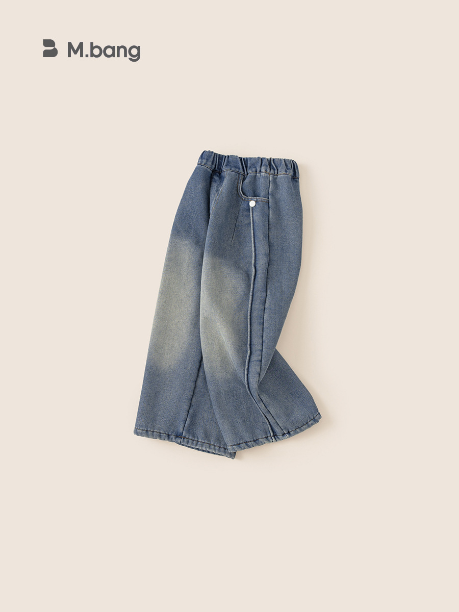 Ropa infantil Youbao, pantalones vaqueros para niñas, nuevos pantalones rectos holgados para niñas mayores, ropa de abrigo para otoño e invierno, pantalones largos con forro polar para niñas