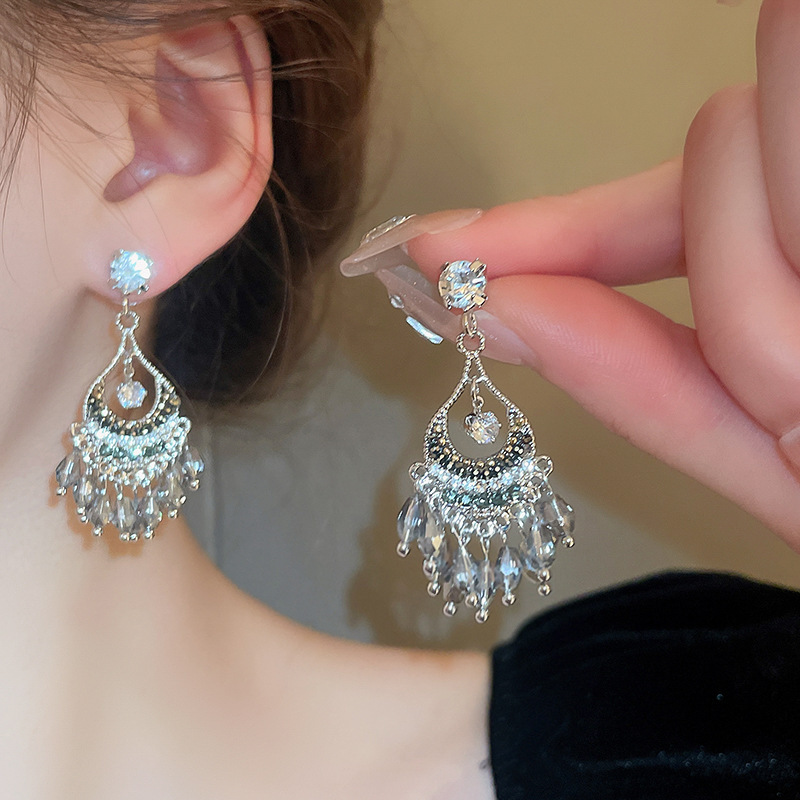 Pendientes de mariposa de cristal artificial degradado de aguja de plata chapado en oro real 2025 nuevos pendientes pendientes de moda exquisita mujer