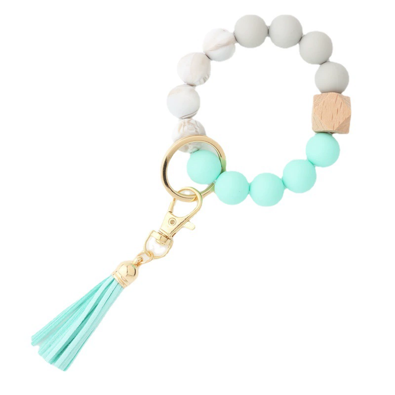Keychain, silicone bead bracelet with tassels, for import, Amazon