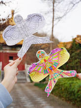 新竹签手工制作绘画填色掌上风筝DIY儿童迷你空白风筝装饰不可飞