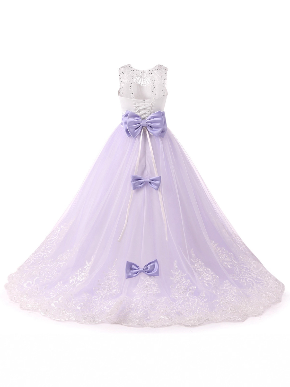 Vestidos de niña estilo princesa con encaje y malla, para fiestas de cumpleaños, damitas de honor y bodas, estilo europeo y americano.