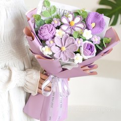 新商品クロスボーダー完成品格桑花毛糸手作り花束プレゼント鉤織ニット花模造花卸売り
