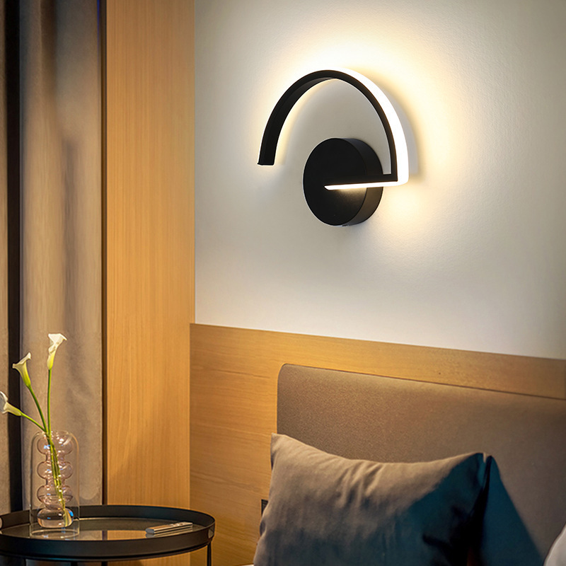 Sala de estar nórdica sofá de fondo decoración de pared luces de pared personalidad creativa red dormitorio cabecera de la cama minimalista arte lámpara de pared