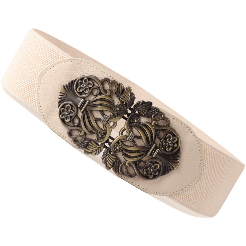 Venta caliente corte coreano retro tallado cinturón ancho decoración de cintura de moda elástica de todo fósforo cinturón de mujer al por mayor