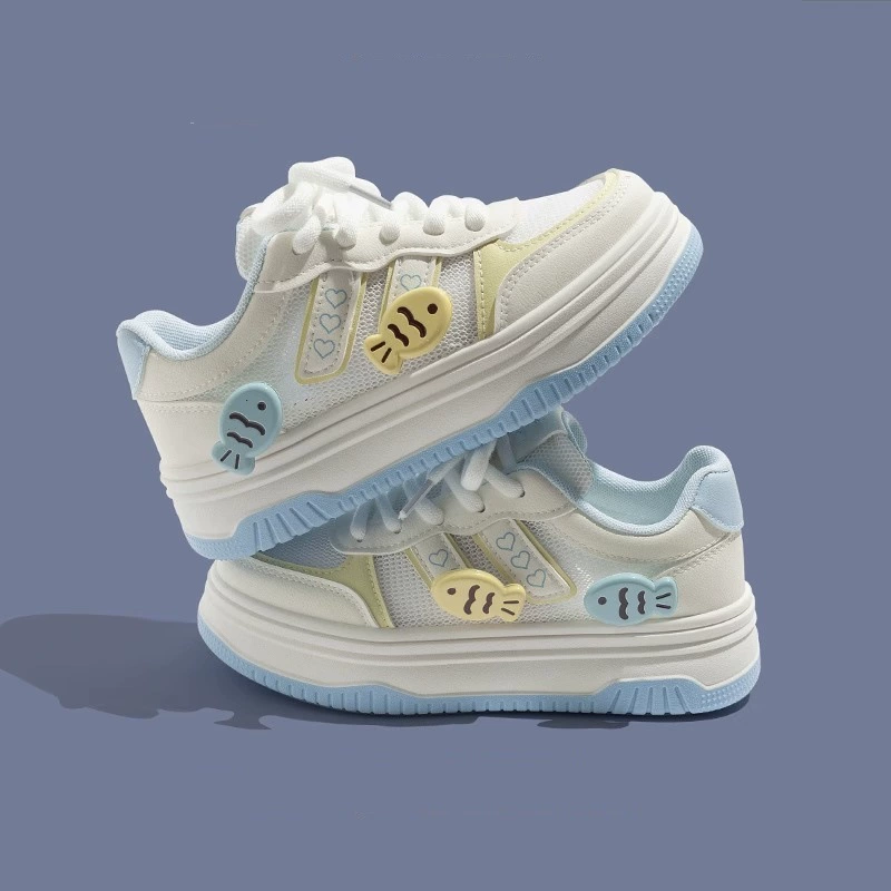 Summer white shoes, footwear, breathable universal sneakers platform