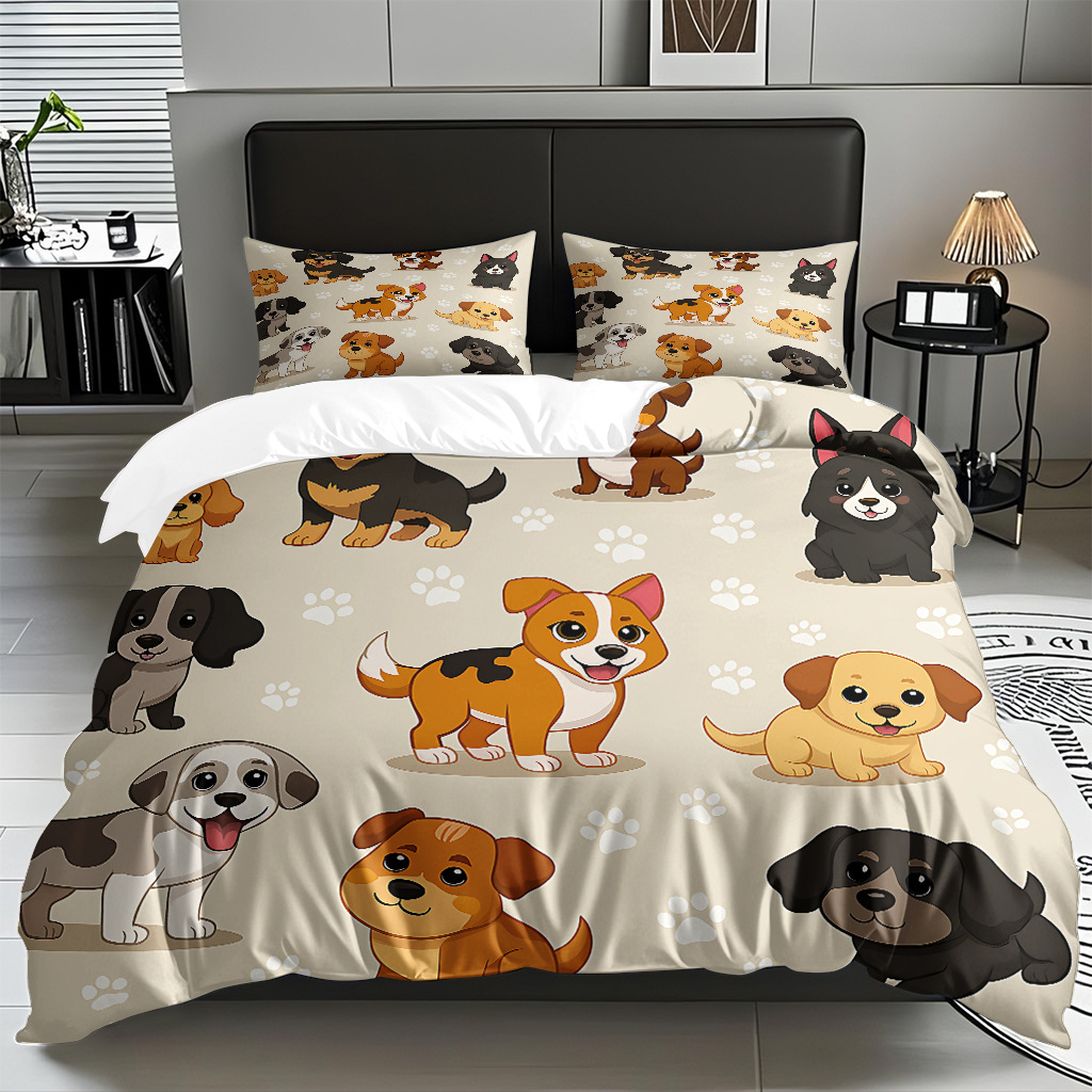 Fábrica directa para textiles caseros moles lindos cachorros impresión digital colcha colcha TEMU / JIT