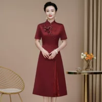Hongyun вышивка новая женщина высокого уровня счастлива свекровь Cheongsam мама одежда свадебный костюм национальный прилив свадебный костюм темперамент