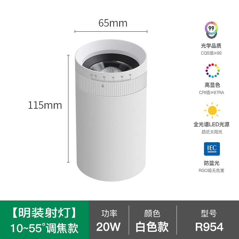 可旋转调焦变焦明装射灯客厅吸顶式无主灯玄关聚光散光走廊过道灯|undefined