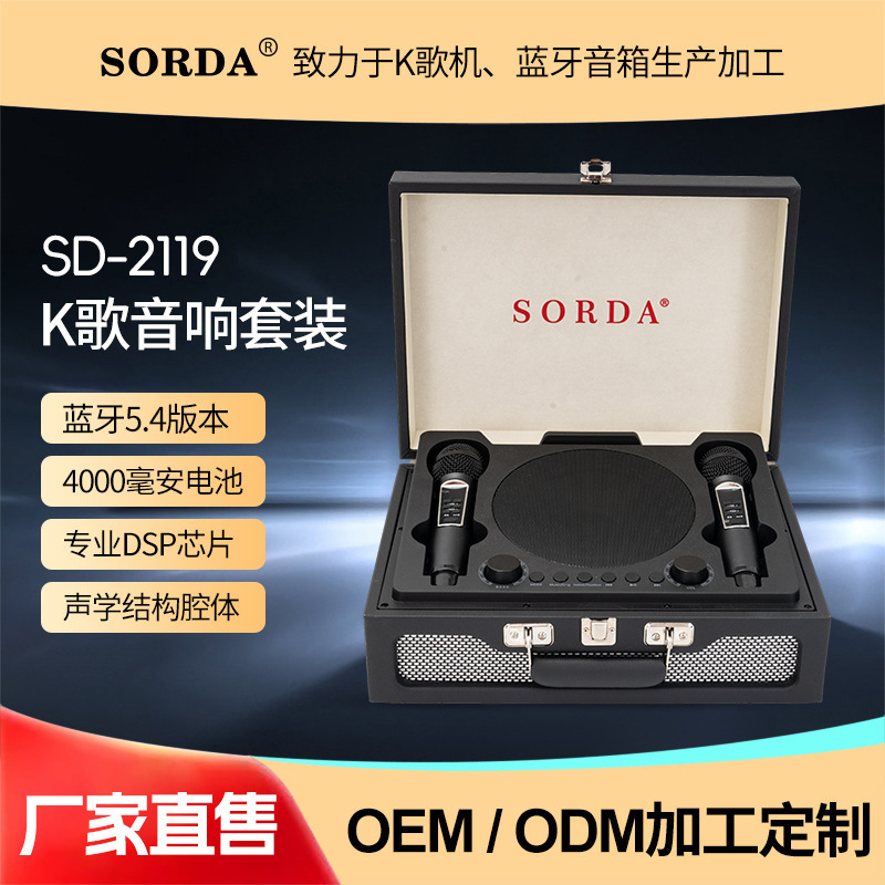 Sd-2119 Home Ktv All-In-One Wireless Dual-Microphone Karaoke Set Retro Audio J.B.L Sound Quality