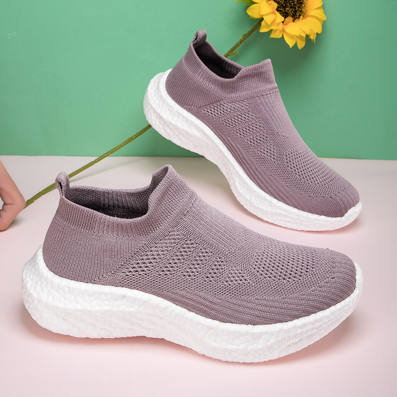 Zapatos para caminar para hombres y mujeres, zapatillas de deporte de un solo pie, calcetines casuales de verano para hombres, zapatos de tejido con suela de palomitas de maíz de tendencia transpirable