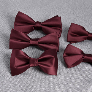 Men's bow tie wine red shaped wedding festive groom best man wedding personalized fashion solid color new spot
