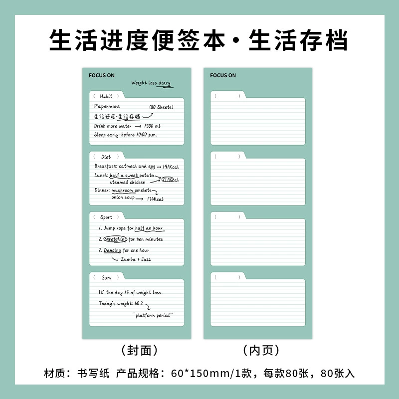 ✅PaperMore Life Progress Series Writable Notes Simple Memo List Check-in Message Notes