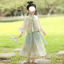 汉服女童国风新中式马面裙套装裙春秋2026新款女孩蝶与花古风唐装