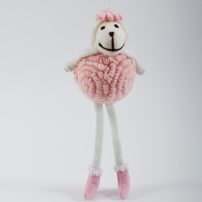 Madera de Navidad cabeza de ciervo guirnaldas accesorios de caña decoración hecha a mano fieltro de lana pequeños accesorios de decoración de ovejas joyas animales