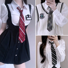 日系学院风免打结懒人领带女棕咖啡卡其色JK制服衬衫配饰黑领带男