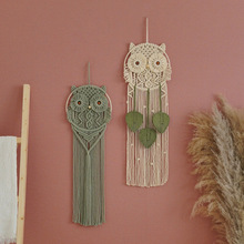 外贸新款手工编织猫头鹰挂毯 房间卧室装饰创意壁毯捕梦网 亚马逊