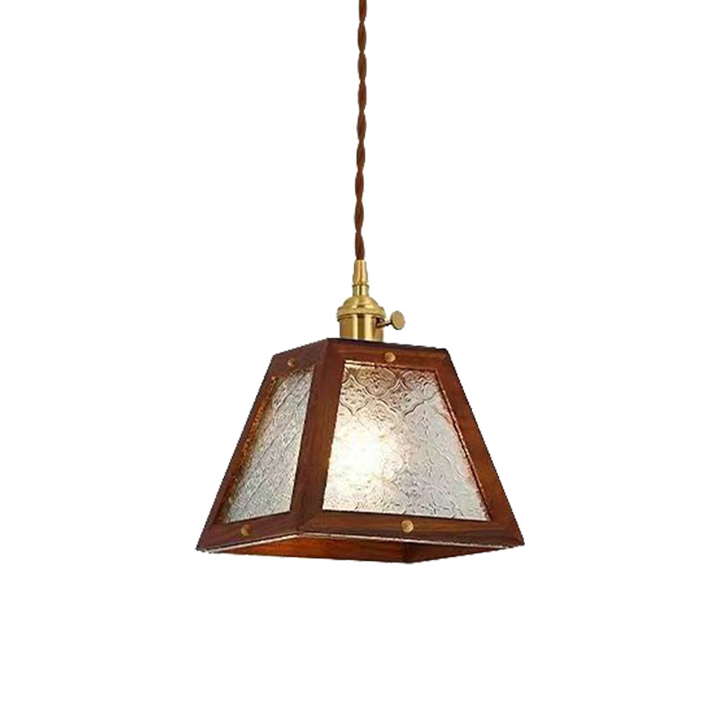 Retro nostálgico vieja Shanghai colorido vidrio de madera sólida cabezal de cama dormitorio bar comedor pequeño candelier de nuez negra