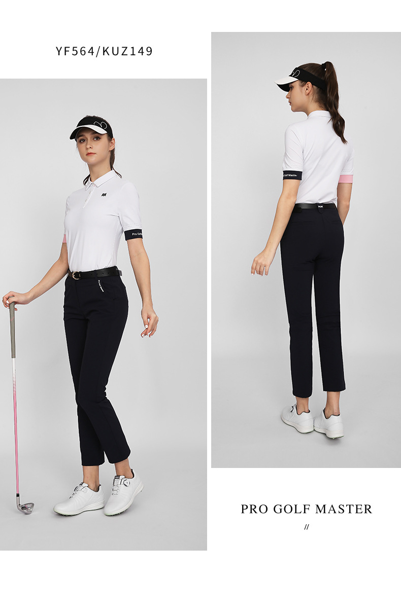 Áo thun nữ golf PGM tay ngắn phối màu thoáng khí — YF564-Áo màu trắng, YF564-Áo màu đen, KUZ149-Quần màu xanh nước biển, KUZ149-Quần Trắng chi tiết 9