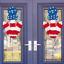 跨境美国USA独立日pu玫瑰花环门挂 独立日装饰品家庭节日装扮道具