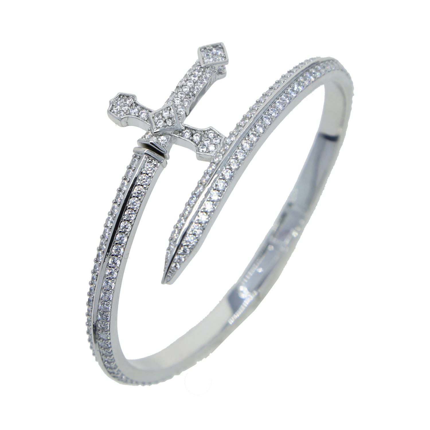 Plating, Inlay Design Hip-Hop Style Hip-hop Cross Copper Plating Inlay Zircon Bangle