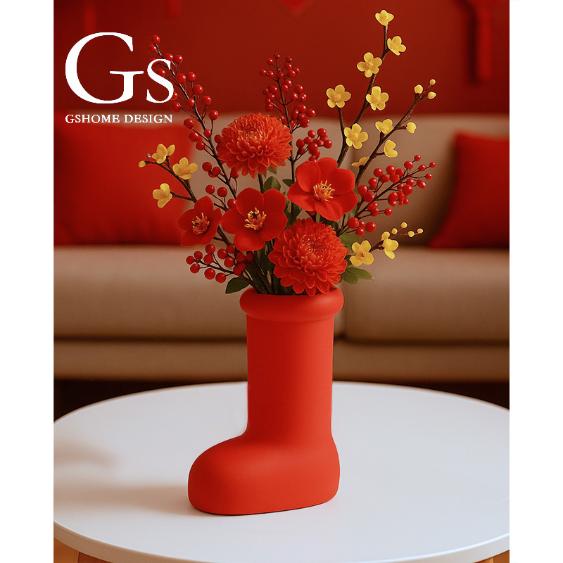 Christmas Vase Ornaments Internet Celebrity Hot Style Ceramic Coffee Shop Indoor Flower Arrangement Decorations High-End Accessible Luxury Creative Ornaments