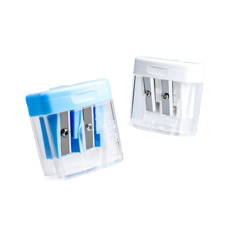 Deli Sacapuntas de lápiz para niños de doble agujero de la pluma de giro de la escuela primaria de jardín de infantes manual de afilado negrita sacapuntas especiales al por mayor