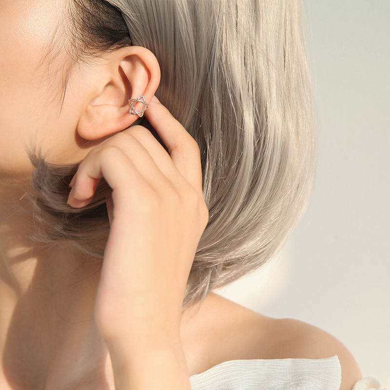 925 clip de oreja de estrella de cinco puntas de plata esterlina hembra adecuado para pendientes de verano