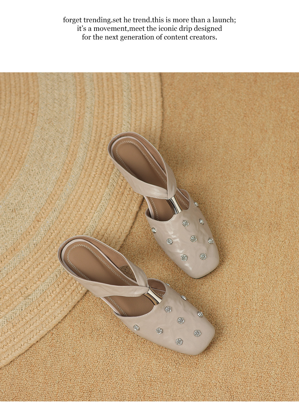 Dép sandal nữ quai chữ V đế bệt da cừu hoa nổi — đen chi tiết 27