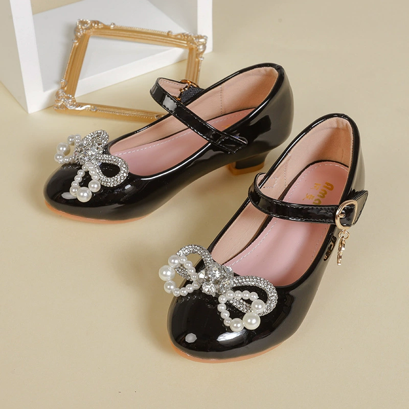 Shoes for leather shoes for princess from pearl, western style, soft sole