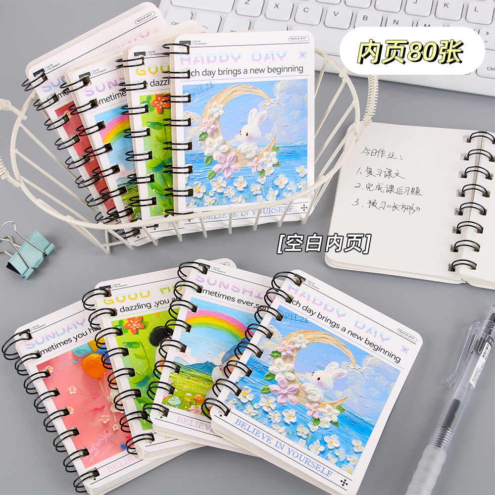 Creativo Panda bobina de dibujos animados de estudiantes A7 side flip bolsillo portátil cuaderno de notas papelería al por mayor