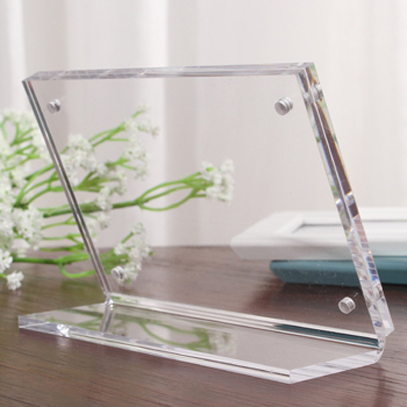 透明亚克力强磁铁L型相框相架 直角圆角5/6/7/8/10寸 热弯加工