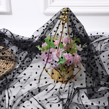 现货小爱心植绒网纱公主裙玩具头纱蝴蝶结情人节包装礼盒装饰网布