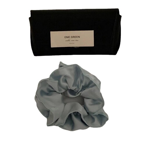 Korean style fever hair band cream blue double-layer large intestine circle high-end hair rope low ponytail hair accessories new style for women