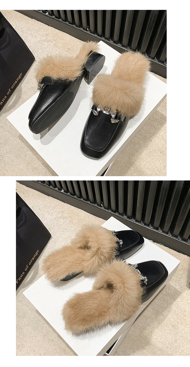 Damesschoenen Baotou halve pantoffels voor dames herfst en winter outdoorkleding nieuwe muiltjes slip on lazy furry schoenen katoenen pantoffels_voghion.com