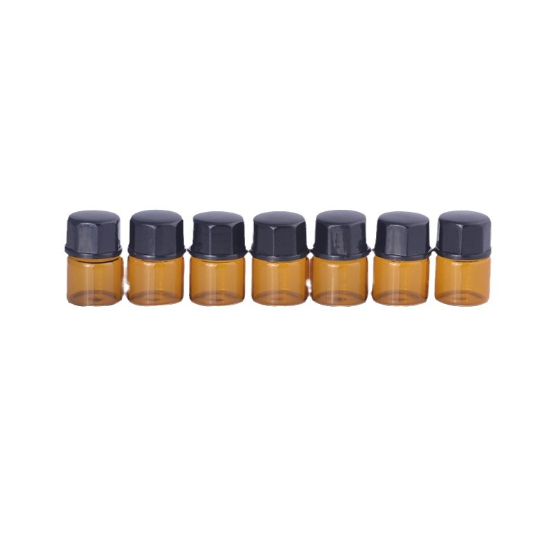 1ml botella de muestra pequeña de crema de color marrón mini botella de aceite fino de color marrón reenvasado cosmético portátil vidrio de prueba embotellado