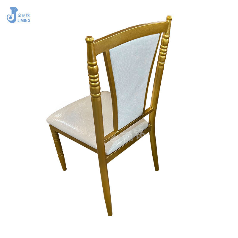 Fábrica al por mayor de hierro oro restaurante comedor silla moderna nórdica Luz Hotel de lujo Silla de bambú suave bolsa respaldo silla