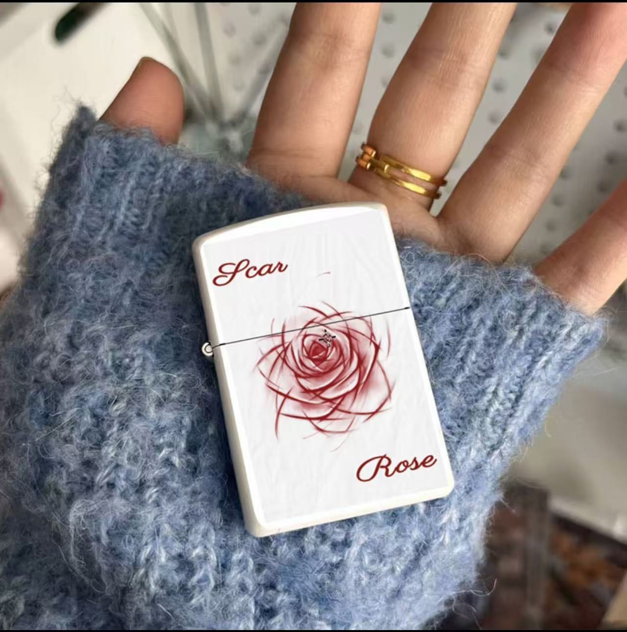 热恋玫瑰煤油打火机可爱ins防风女生送男友砂轮金属豪华复古礼物