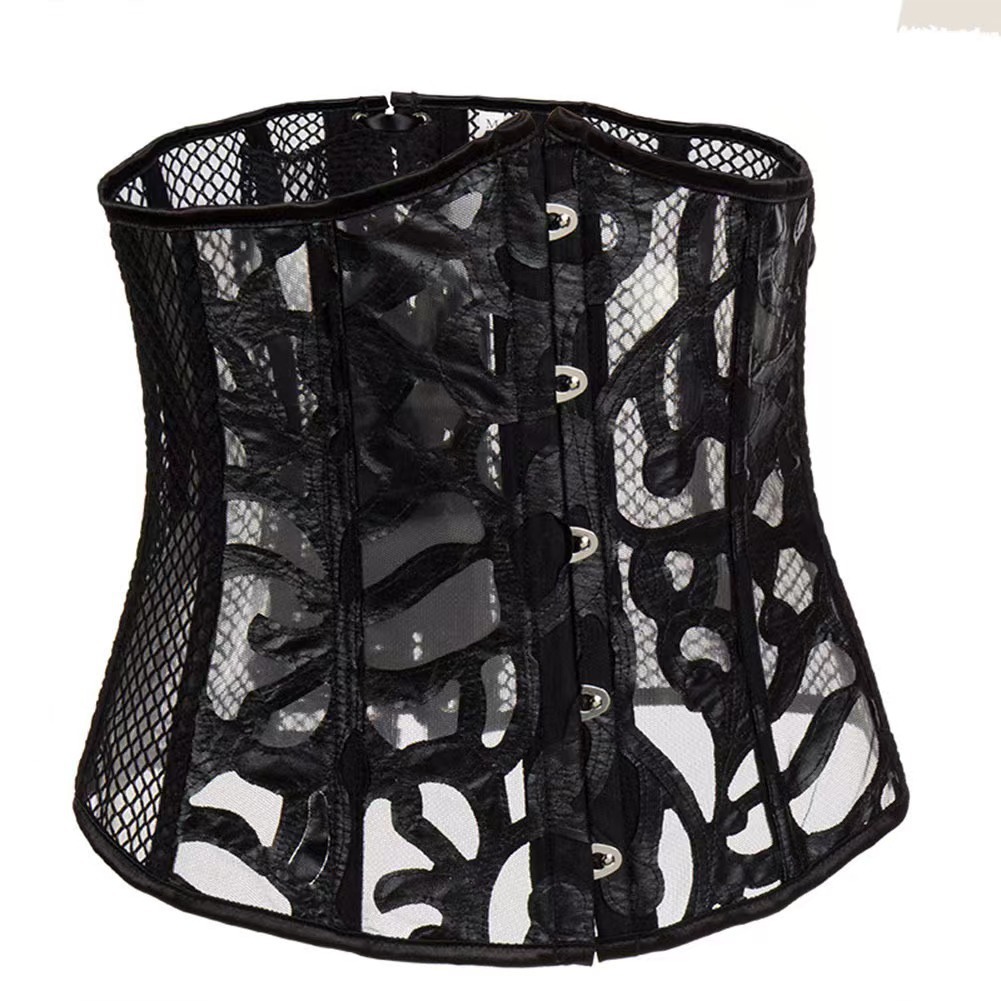 Nuevo abrazadera de cintura corta vacía de malla, cintura transpirable sexy, ropa de plástico, Amazon AliExpress, generación de bienes transfronterizos