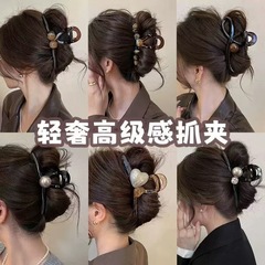 高級感のある繊細な蝶結びの大きなヘアクリップ、髪の量が多い女性向け、後頭部をふっくらさせるシャーククリップ、ヘアアクセサリー