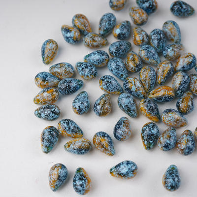 Imported Czech Beads 9x 6mm Blue Brown Blue Drop Beads Hand-made DIY Handmade Material Beaded Beads Bead Accessories