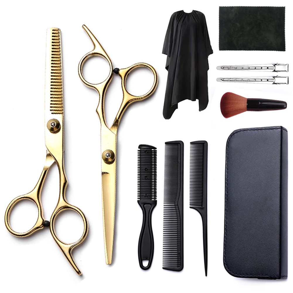 Corte de pelo tijeras transfronterizas amazonas color tijeras de dientes planas cortadas delgadas frange tijeras divisorias fábrica de tijeras al por mayor set de tijeras de peluquería