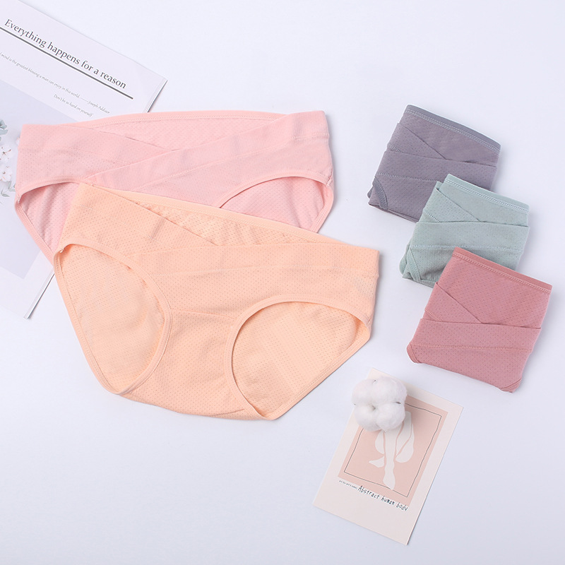 Ropa interior de mujer embarazada cintura baja agujero transpirable mujeres embarazadas más tamaño vientre Soporte simple moda transpirable triángulo de mujer embarazada ropa interior