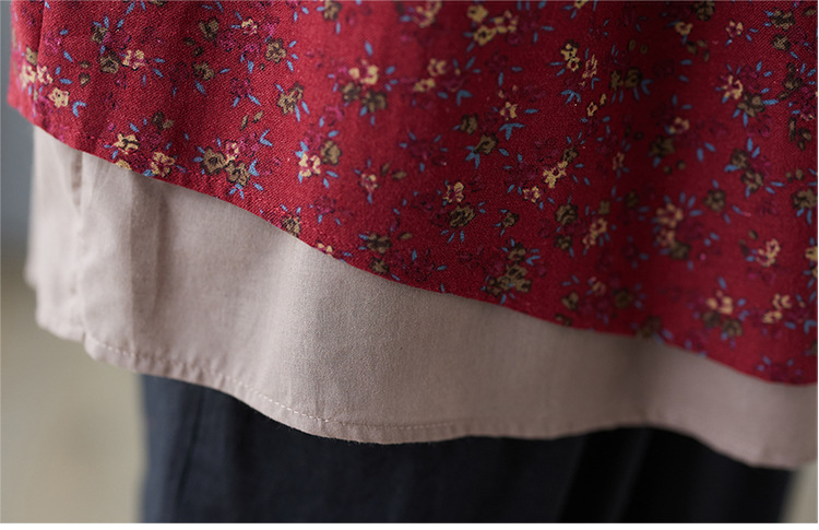 350g Weight Long Sleeve Sleeve Length Single Breasted Placket Type Regular Sleeve Sleeve Type Printing, Cotton and Linen, Hemp Fabric Type Ordinary Model (50cm <Length ≤ 65cm) Top Length Fake two-piece set, Shirt Tops Type V Neck Neckline Loose Fit Type Floral Pattern Temperament Commuter, Commute style Style Printing Craft Autumn 2025 Women's Floral V-neck Open Cardigan Fake Two-Piece Loose Cotton Linen Plus Size Shirt Elegant Commute Style 25