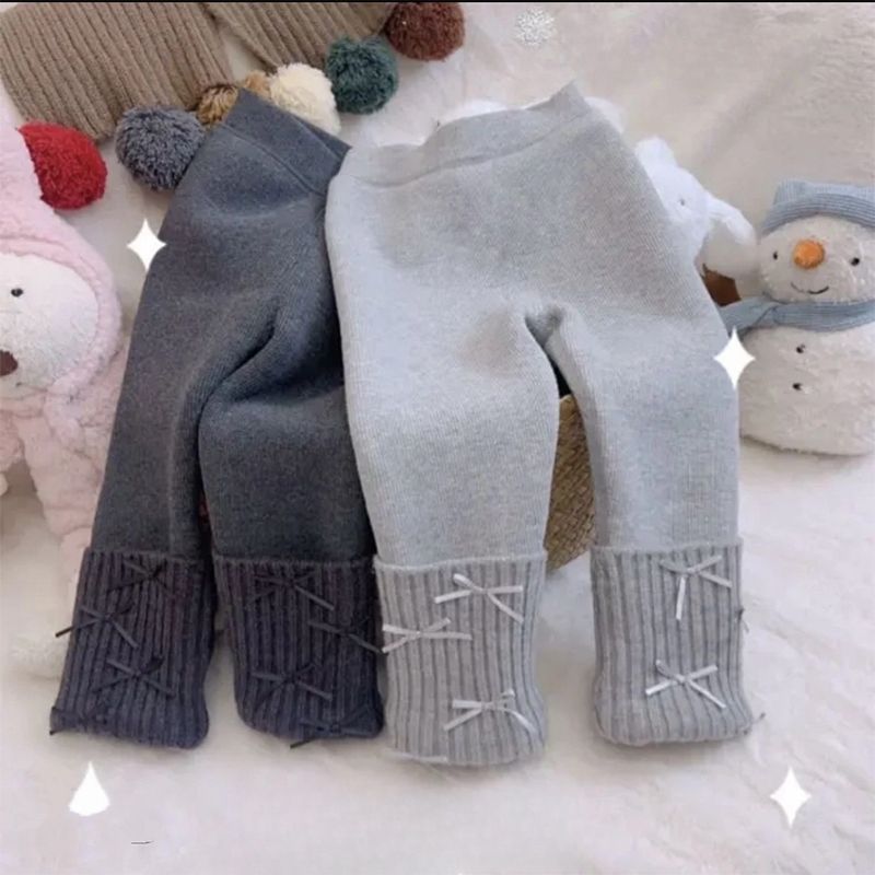 Girls' Leggings 2025 Spring, Autumn and Winter Models for Small and Medium-Sized Kidsren Thickeneded Pencil Pants Kidsren's Baby Fleece-Lined Elastic Pants