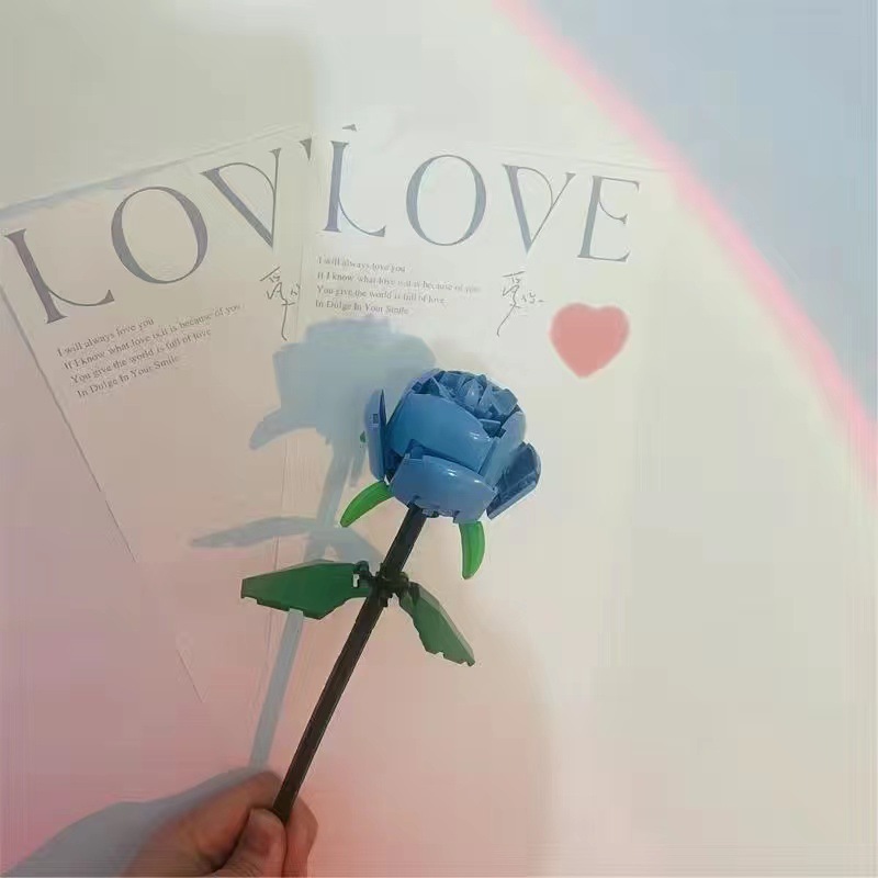 Bloques de construcción de rosas transfronterizos compatibles con ramo de Lego flor eterna rosa girasol Tulipán juguete ensamblado