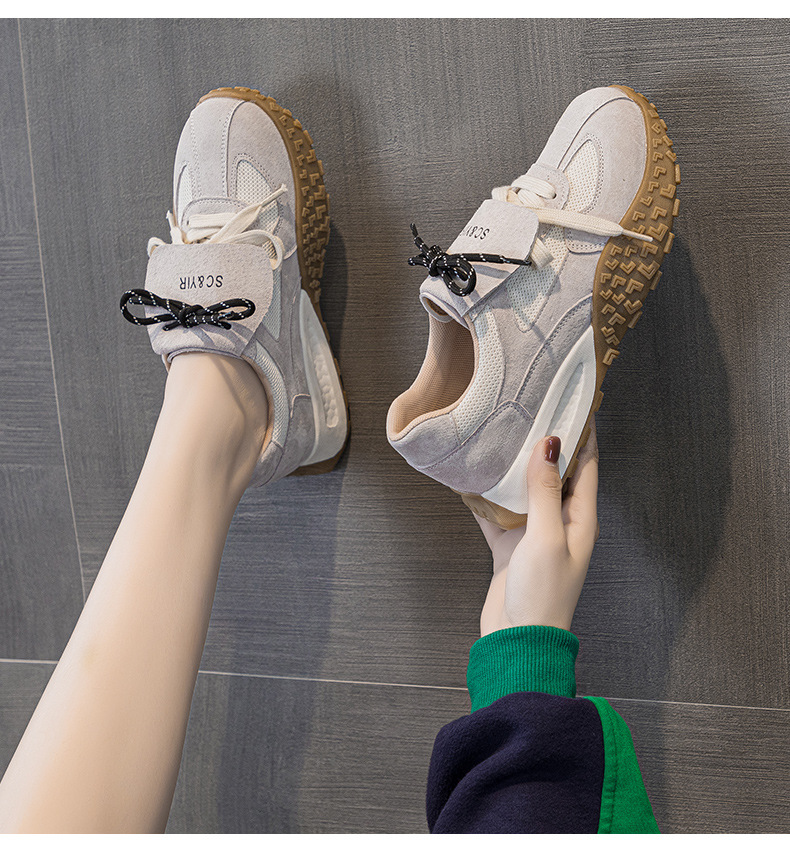 Giày sneaker nữ da heo đế dày phong cách Đức Huajiang mùa thu 2026 — M2632 màu trắng nhạt, M2632 màu vàng, M2632 màu nâu chi tiết 20