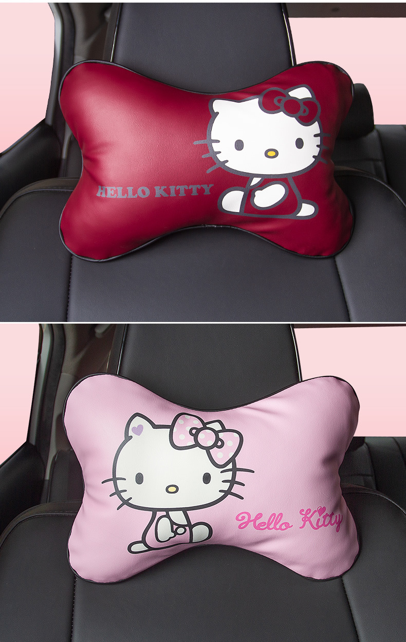 Hellokitty Car Pillow Cute Cartoon Car Headrest Neck Pillow Popular Leather Pillow Bone Pillow for Women