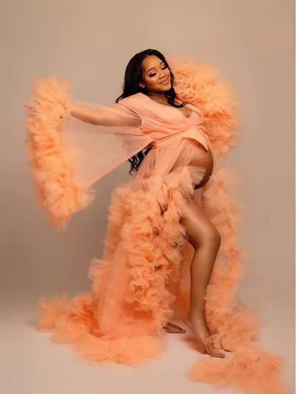 Photo Studio Photo Photography Wedding Dress Pregnant Women Art Photo dress Banquet Mesh Evening Dress Bride Cardigan Tousle Yarn