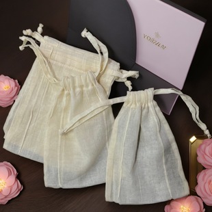 Vintage Thin Cotton Yarn Cotton Cloth Beam Mouth Bag Summer Pure Cotton Clothing Pants Shoes Packaging Bag Jewelry Cosmetics